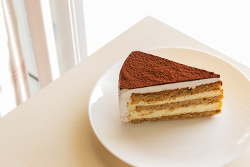 tiramisu topping with cocoa powder