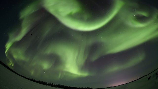 Northern lights on the polar sky in Yelloknife