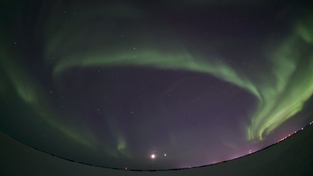 Northern lights on the polar sky in Yelloknife