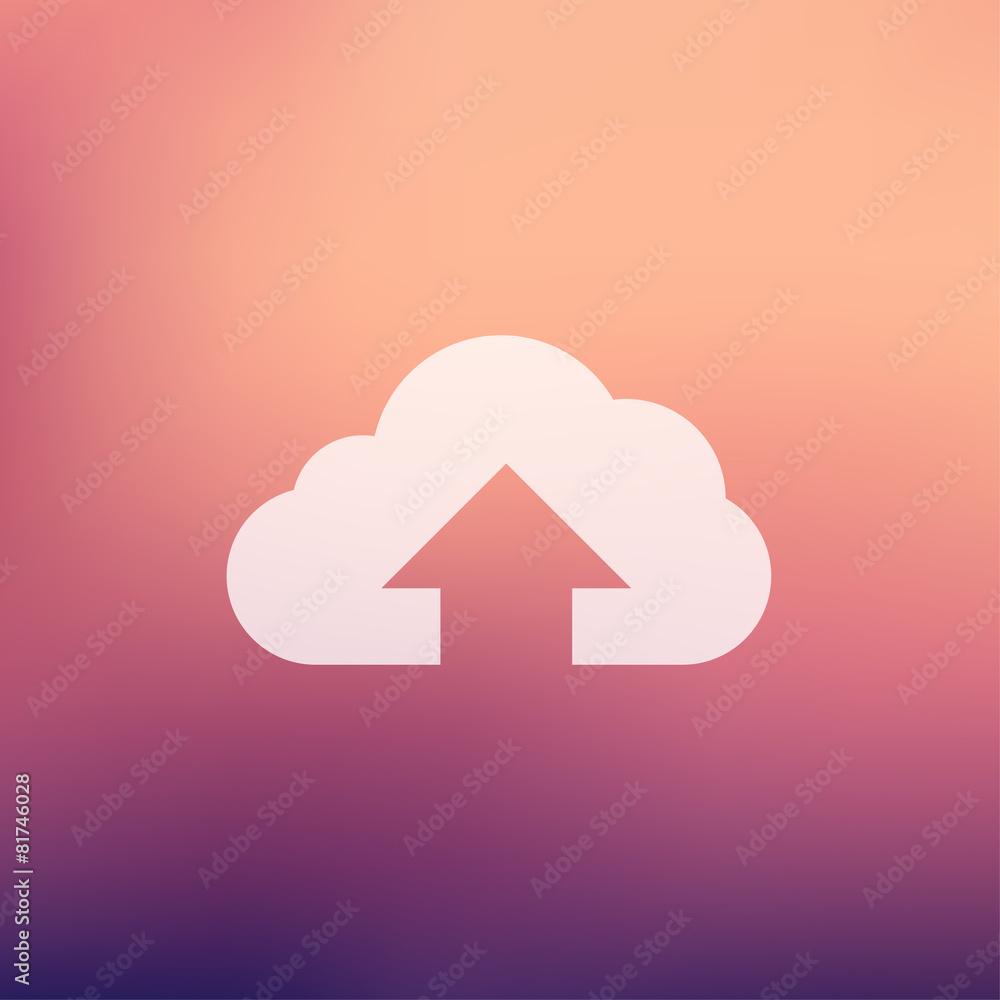 Aufkleber cloud upload in flat style icon