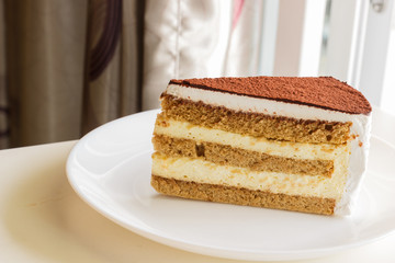 tiramisu topping with cocoa powder