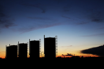 Bitumen Oil Storage Tanks in the Sunset