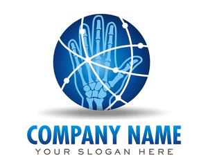 blue circle round hand bone logo image vector