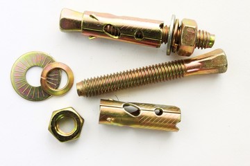 sleeve anchor bolt dismantle on white background © roongzaa