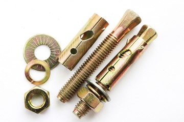 sleeve anchor bolt dismantle on white background