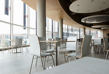 table and chair in food court