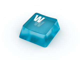 Letter W on transparent keyboard button
