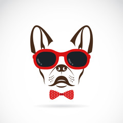 Vector images of dog (bulldog) wearing sunglasses on white backg