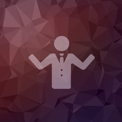 Man raising hand in flat style icon