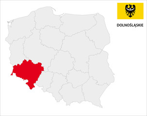 lower silesian province map with flag