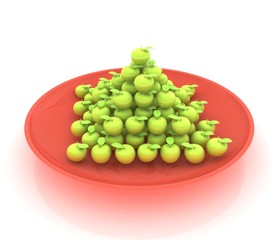 apples in a plate on white
