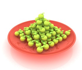 apples in a plate on white