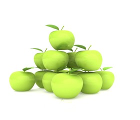 Piramid of apples on a white