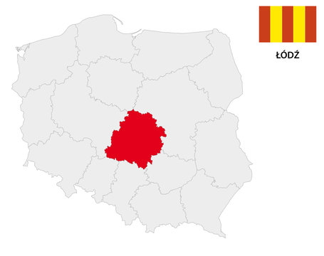 lodz province map with flag