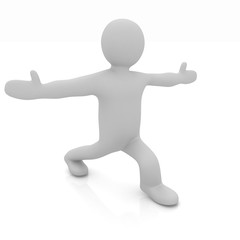 3d man isolated on white. Series: morning exercises - flexibilit