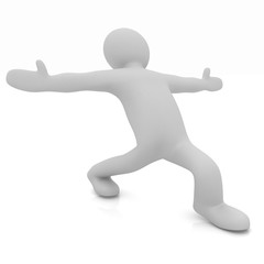 3d man isolated on white. Series: morning exercises - flexibilit