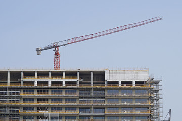 site under construction with crane