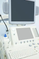 Closeup medical ultrasound diagnostic machine