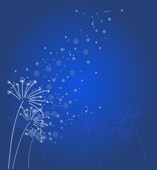 Blue background with flowers decoration