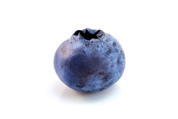 Single, raw blueberry closeup