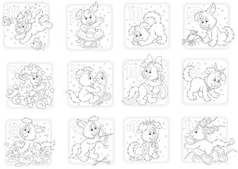 Zodiac signs with a funny pup playing