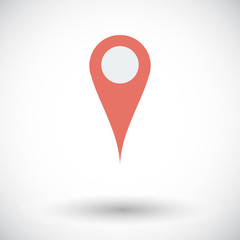 Fototapeta premium Map pointer single flat icon.