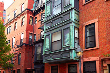 Boston Beacon Hill brick wall facades Massachusetts