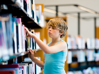 Boy in library