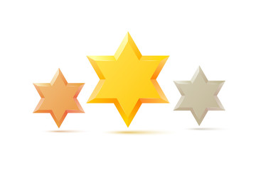 Set. Israel Star of David symbol. Jewish religious culture. Isol