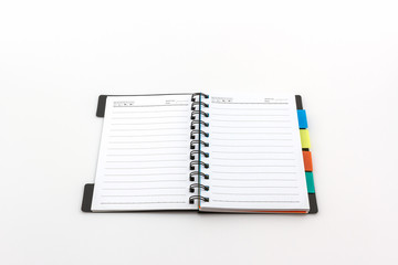 Open book with lines.