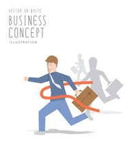 Competition of business sprint to the finish line first to ribbo