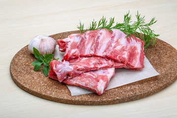 Raw pork ribs