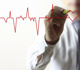 Man drawing chart heartbeat
