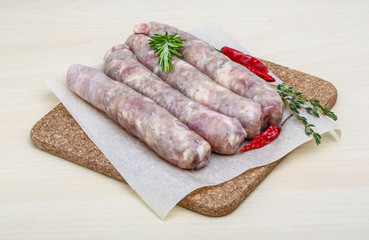 Handmade sausages for grill