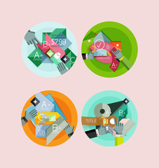 Set of flat design circle infographic icons