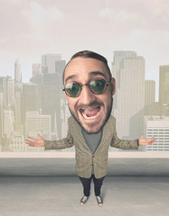 Person with big head