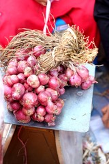 Shallot - asia red onion in the market