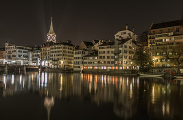 Fototapeta na wymiar Lights of Zurich city in Switzerland