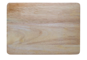 Wooden chopping block on white