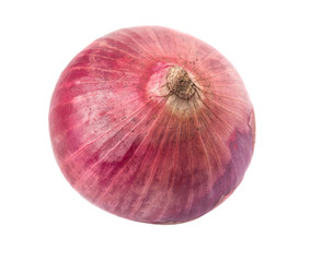 Large red onion over white background