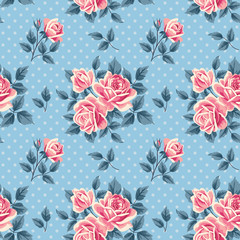 Naklejka premium Vintage seamless pattern with roses