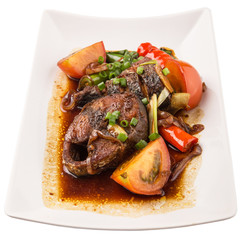 Malaysian dish deep fried mackerel tuna fish with soy sauce