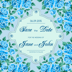 Vintage wedding invitation with roses