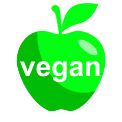 Icono texto vegan en manzana verde