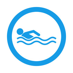 Icono redondo nadador azul