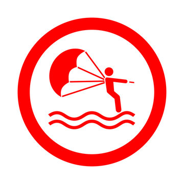 Icono redondo paracaidas acuatico rojo