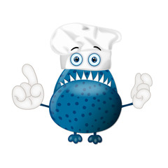 Funny monster cook cooking chef hat cartoon illustration childre