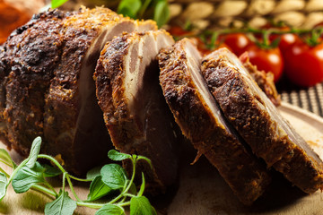 Roasted pork neck with spices