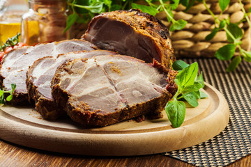 Roasted pork neck with spices