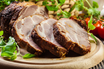 Roasted pork neck with spices